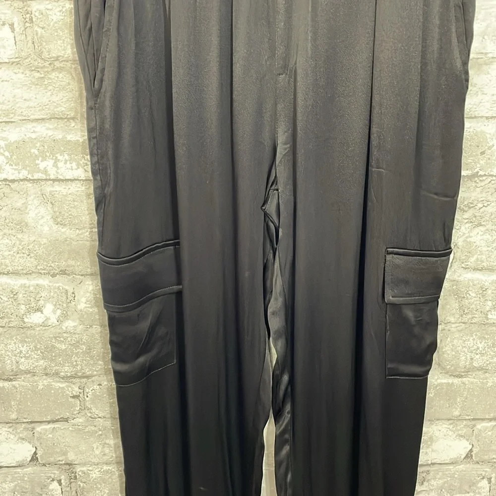 Vici Black Satin Cargo Joggers